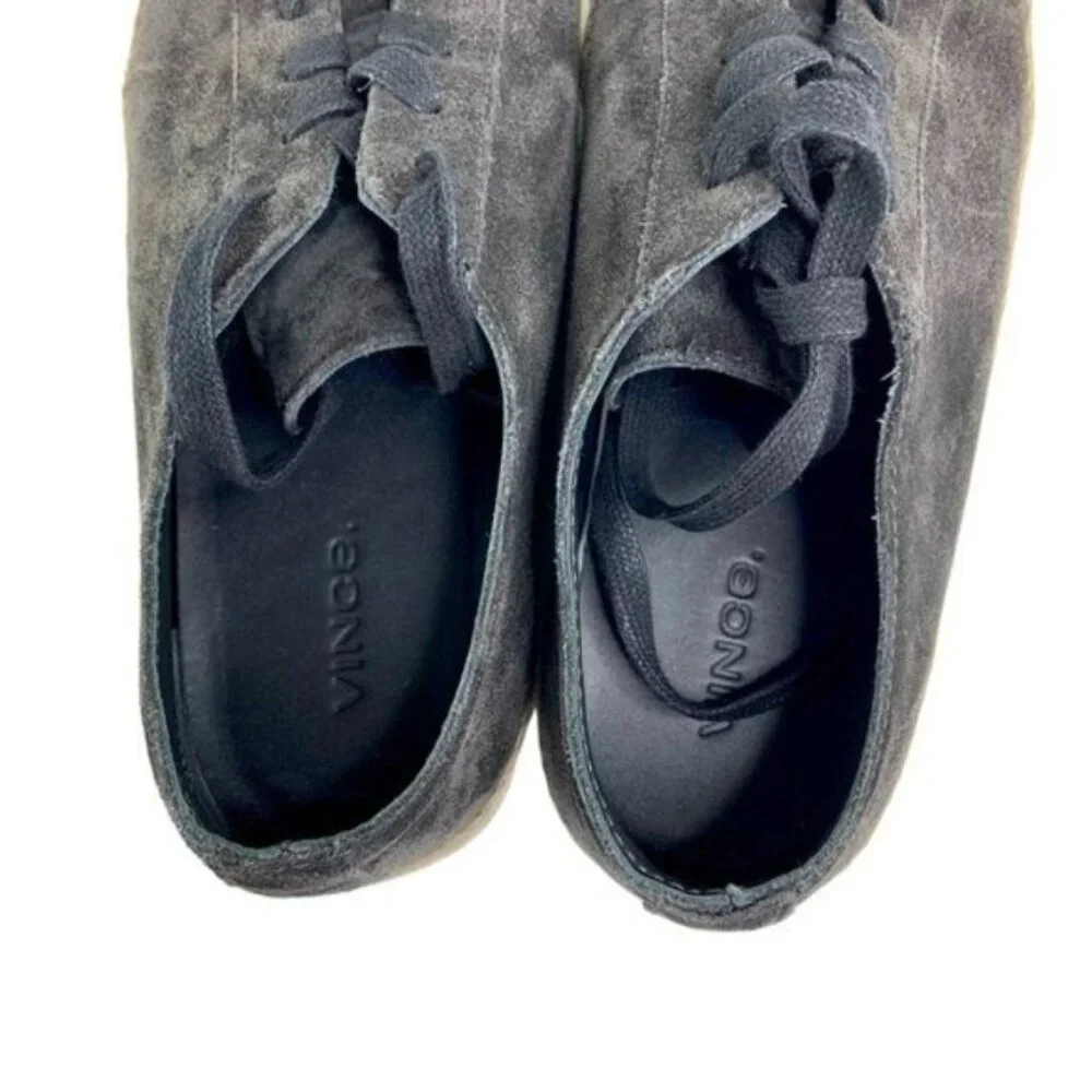 Vince Black Suede Espadrille Lace Up Sneakers